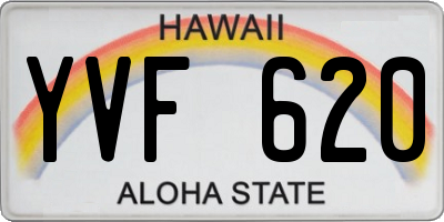 HI license plate YVF620