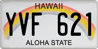 HI license plate YVF621