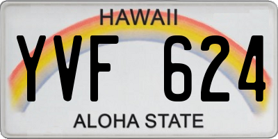 HI license plate YVF624