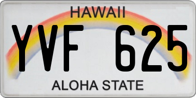 HI license plate YVF625