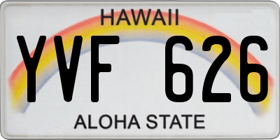 HI license plate YVF626