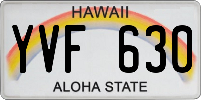 HI license plate YVF630