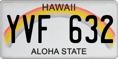 HI license plate YVF632
