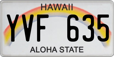 HI license plate YVF635