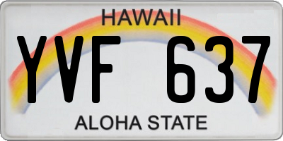 HI license plate YVF637