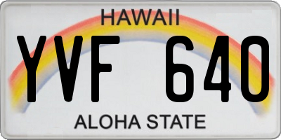 HI license plate YVF640