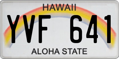 HI license plate YVF641