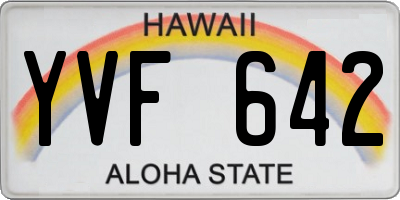 HI license plate YVF642