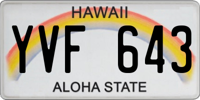 HI license plate YVF643