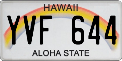 HI license plate YVF644