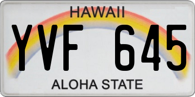 HI license plate YVF645