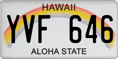 HI license plate YVF646