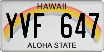 HI license plate YVF647
