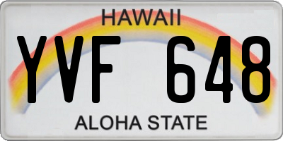 HI license plate YVF648