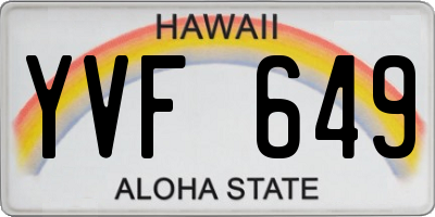 HI license plate YVF649