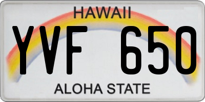 HI license plate YVF650
