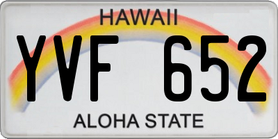 HI license plate YVF652