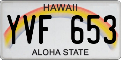 HI license plate YVF653