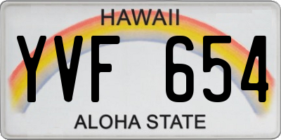 HI license plate YVF654