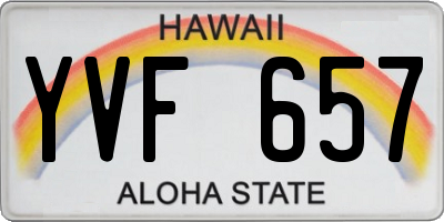 HI license plate YVF657