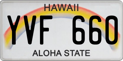 HI license plate YVF660