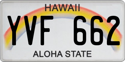HI license plate YVF662
