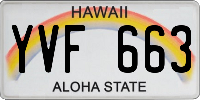 HI license plate YVF663