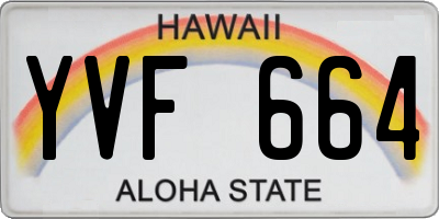HI license plate YVF664
