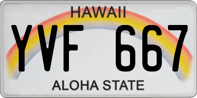 HI license plate YVF667