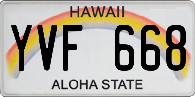 HI license plate YVF668