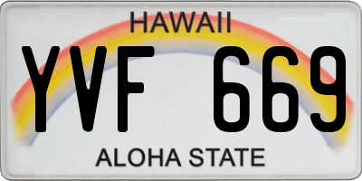 HI license plate YVF669