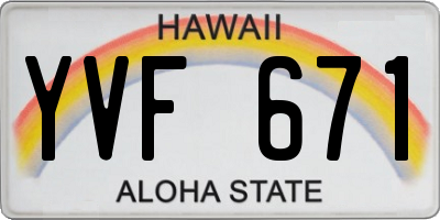 HI license plate YVF671