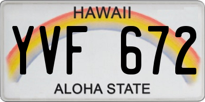 HI license plate YVF672
