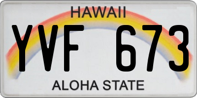 HI license plate YVF673