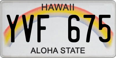 HI license plate YVF675