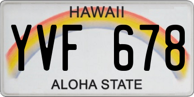 HI license plate YVF678
