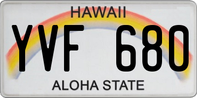 HI license plate YVF680