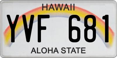 HI license plate YVF681
