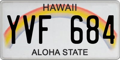 HI license plate YVF684