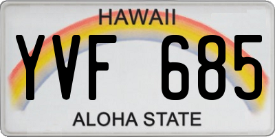 HI license plate YVF685