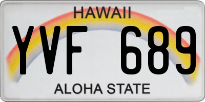 HI license plate YVF689