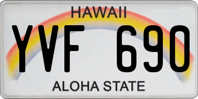 HI license plate YVF690