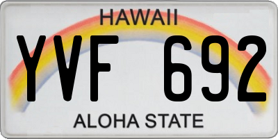 HI license plate YVF692