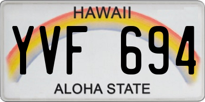 HI license plate YVF694