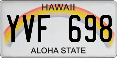 HI license plate YVF698