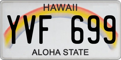 HI license plate YVF699
