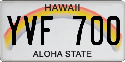 HI license plate YVF700