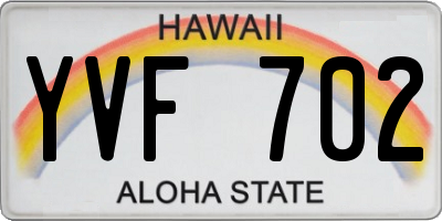HI license plate YVF702
