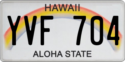 HI license plate YVF704