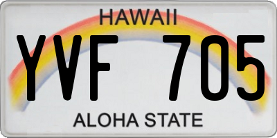 HI license plate YVF705